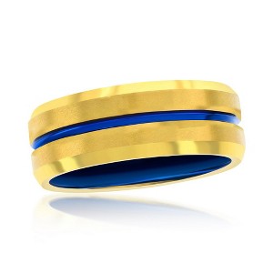Metallo Center Striped Tungsten Ring - Matte & Polished - Available Sizes:  9 ,  10 ,  11 ,  12 ,  13 - 1 of 3