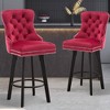 Okak Set of 2 Button Tufted Swivel Counter Height Bar Stools for Dining Rooms,Velvet  Upholstered Counter Bar Stools Without Arm - 2 of 4