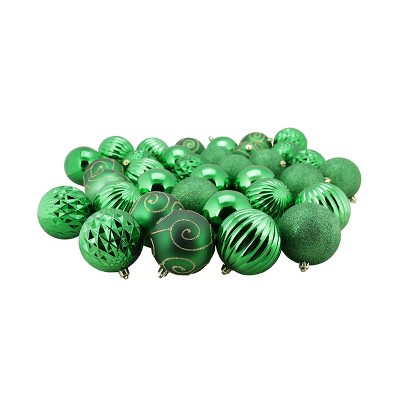 Northlight 35ct 3-Finish Shatterproof Ball Christmas Ornament Set 3" - Green