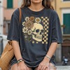 Checkered Floral Skeleton T-Shirt, Vintage Skull Daisy Halloween Tee| OrnamentallyYou - 4 of 4