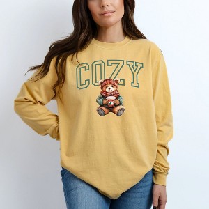 Simply Sage Market Women's Cozy Bear Long Sleeve Garment Dyed Tee - 1 of 4