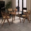 Modern Rattan Dining Chairs Set of 2, Wood Accent Armchairs with Armrests, Comfy Chairs for Living Room, Bedroom, Kitchen–Maison Boucle - 2 of 4