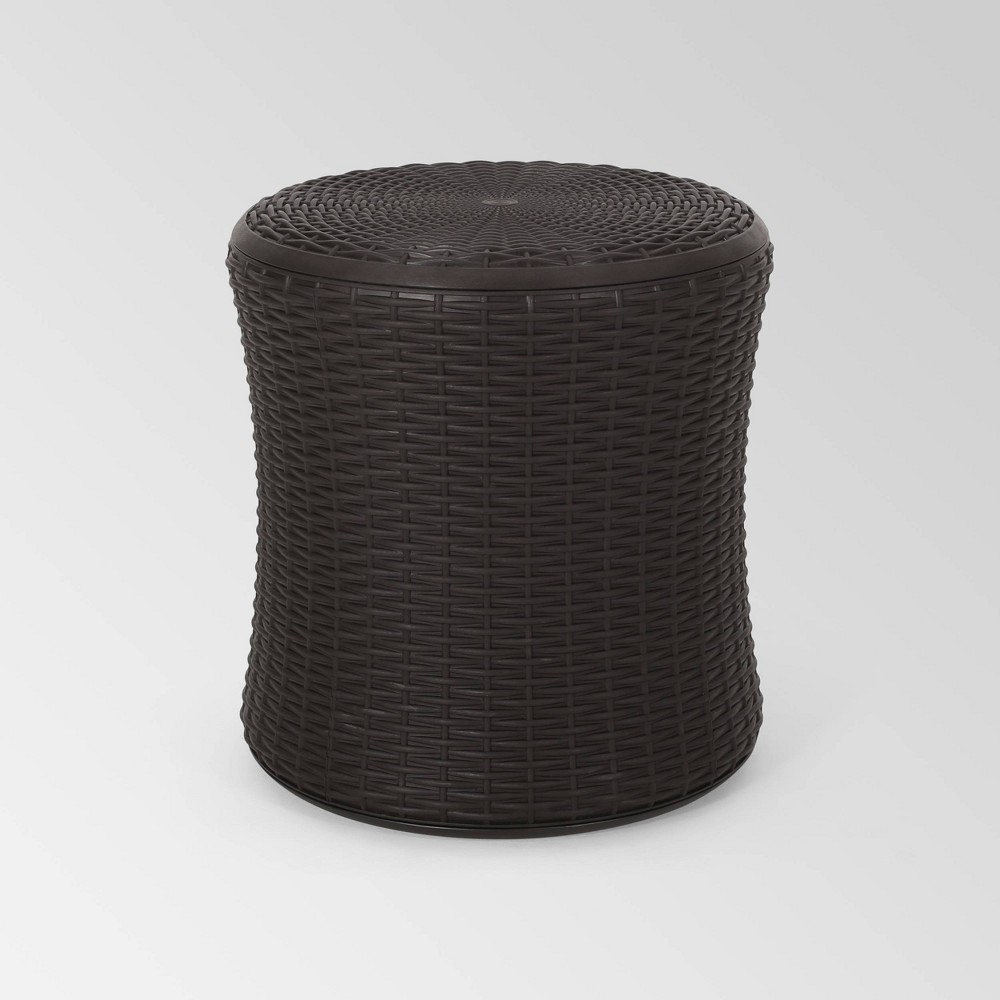Photos - Garden Furniture Olivo Faux Wicker Accent Table - Dark Brown - Christopher Knight Home