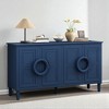 4-Door Sideboard Cabinet with French Frame Design, Adjustable Shelves, MDF Body & Rubber Wood Legs, Storage Buffet for Dining Room, Kitchen - 3 of 4