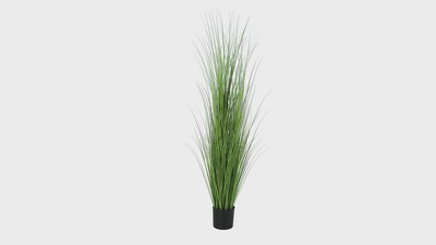 47" Tall Green Artificial Grass Floor Plant in Black Pot