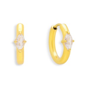 EVRY JEWELS WATERPROOF Gold or Silver Plated Stainless Steel Marquise Crystal Huggie Hoop Earrings - 1 of 3