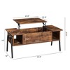 VECELO 42 in. Lift Top Coffee Table and 2 Nightstands, Hidden storage compartment & 2 Storage Shelves, End/Side Table with Door, Brown - 3 of 4