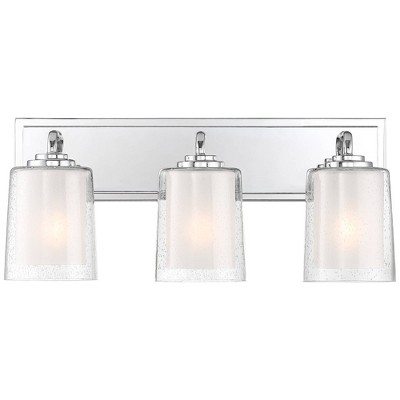 Mabelle 27" Chrome Modern Vanity Light with Frosted & Clear Glass