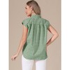 INSPIRE CHIC Women's Turndown Collar Cap Sleeve Summer Check Plaid Vintage Button Up Blouses - 3 of 4