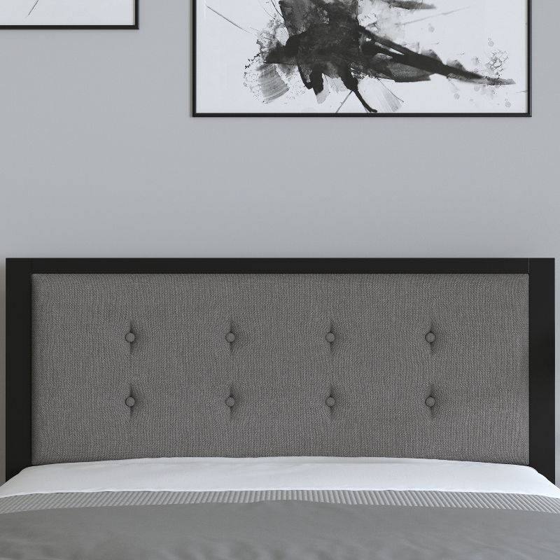 Merrick Lane Headboard Upholstered Button Tufted Headboard With Metal Frame and Adjustable Rail Slots, 6 of 31