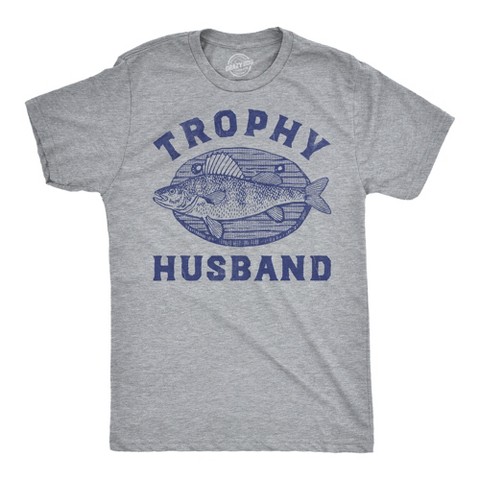 Мужские футболки Crazy Dog T-Shirts, Inc. Mens Funny T Shirts Trophy Husband Mounted Fish Sarcastic Graphic Novelty Tee for Men - Crazy Dog Men's T Shirt For Fishers Light Grey XXL