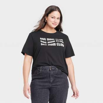 Women's Dog Mom Club Short Sleeve Graphic T-Shirt - Black 3X