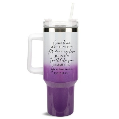 Elanze Designs Come To Me Abide In My Love His Word 40 oz. Stainless Steel, Large Water Bottle Coffee Mug, Spill & Leak Resistant, Thermal Travel