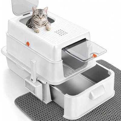 JOEJOY Cat Litter Box with Drawer, 46L Enclosed Potty with Carbon Filter, Triple Filtration System, Leak-Proof Design for Indoor Cats