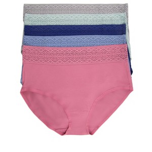 Felina | High Waisted Modal Stretch Brief | Lace Trim | 5-Pack | Full Coverage - 1 of 4