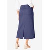 Jessica London Women's Plus Size Classic Cotton Denim Midi Skirt - 3 of 4