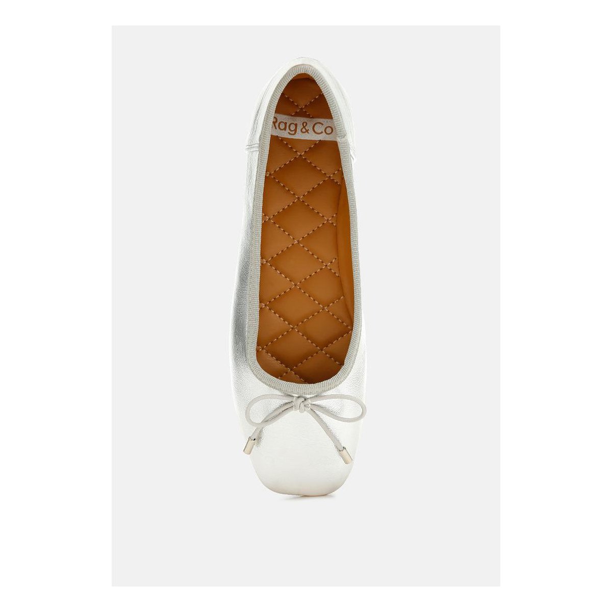 Обувь Rag & Co Womens Primrose Metallic Pleather Bow Ballerinas 10 — фото 5
