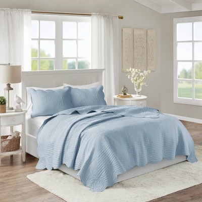 Frayed Edge 2 Piece King Sham Set Sky Blue