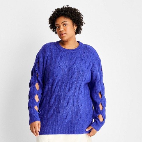 Women's Open Diamond Stitch Sweater - Future Collective™ With Reese  Blutstein Blue 4x : Target