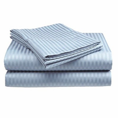 4-piece Premium Hotel Quality Striped Bed Sheet Sets - 60in W x 80in L, Light Blue