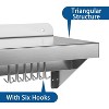 12" x 24" Stainless Steel Wall Mounted Pot Rack Shelf with 5 Hooks, Stainless Steel Shelf, Commercial Wall Mounted, Easy to Clear - 4 of 4