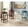 Vynxaria Teal Round Side Table: Wooden Top with Bottom Shelf, Sturdy Cabriole Legs for Living Room Decor - 4 of 4