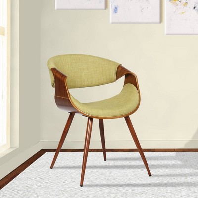 Green Faux Leather Walnut Wood Dining Chair