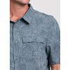 Avalanche Men's Palm Print Button Up Collared Shirt for Casual Wear, Hiking, Vacation Top - 3 of 4