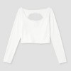 Women's Long Sleeve Lace Trim Open Back Top - Wild Fable™ - 4 of 4