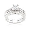 Slickblue Women’s Filigree Design Bridal Ring Set – Princess Cut with Round Accents, Rhodium-Plated, Sizes 5-10 - 2 of 4