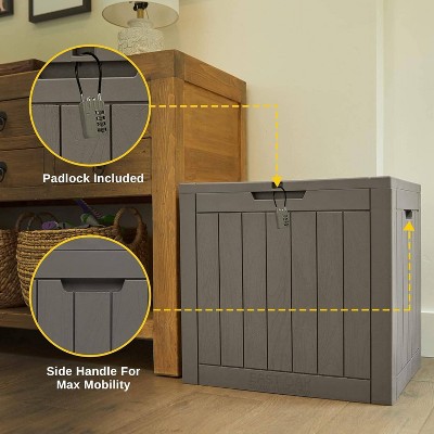 East Oak 31 Gallon Gray Lockable Resin Deck Box