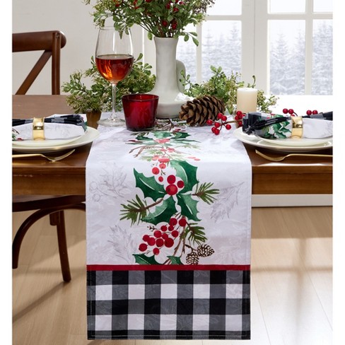 Holly Farmhouse Charm Holiday Fabric Table Runner - Multicolor - 14x70 ...