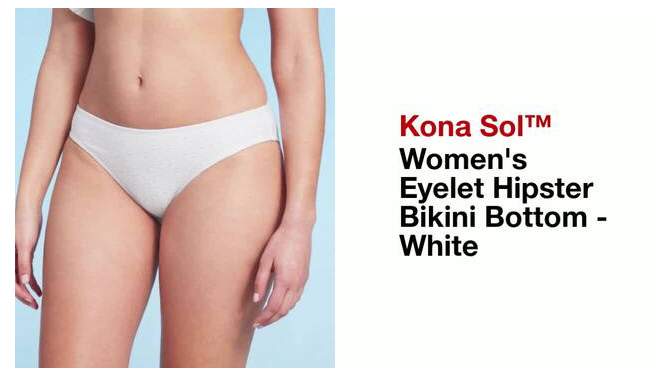 Women's Eyelet Hipster Bikini Bottom - Kona Sol™ White, 2 of 19, play video