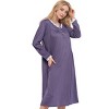 YafeMarte Women’s Ultra Soft Long Sleeve Nightgown with Lace Trim - 3 of 4