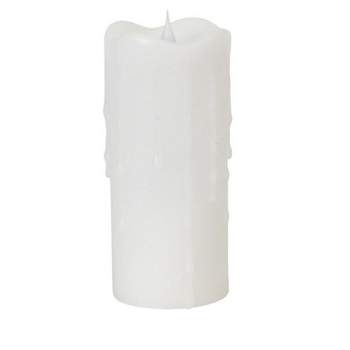 Melrose 7" Prelit LED Simplux Flameless Wax Pillar Candle with Moving Flame - White