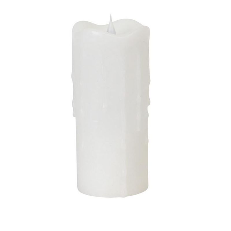 Melrose 7" Prelit LED Simplux Flameless Wax Pillar Candle with Moving Flame - White, 1 of 3
