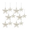 Silver Beaded Metal Star Ornament (Set of 12) - 2 of 4