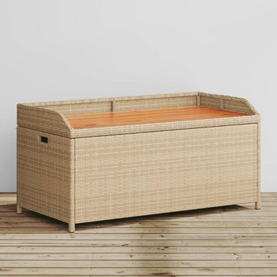 vidaXL Storage Bench Mix Beige 39.4"x19.7"x20.5" Poly Rattan and Acacia Wood