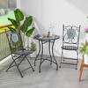 Costway 3pcs Patio Bistro Set Mosaic Pattern Heavy-Duty Metal Dining Folding Outdoor - 2 of 4