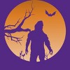 Women's Design By Humans Yeti Halloween Harvest Moon By LivedInTees Racerback Tank Top - 2 of 3