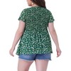 Agnes Orinda Women's Plus Size Chiffon Smock Waist Ditsy Floral Peplum Casual Blouses - 4 of 4