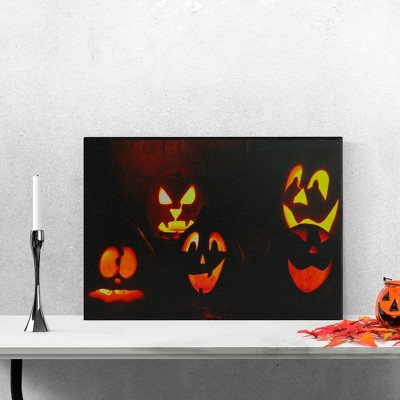 Northlight LED Lighted Silly Jack-O-Lanterns Halloween Canvas Wall Art - 15.75" x 12"