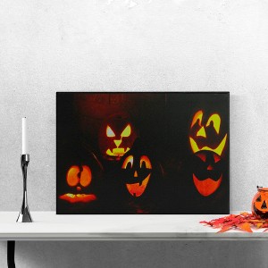 Northlight LED Lighted Silly Jack-O-Lanterns Halloween Canvas Wall Art - 15.75" x 12" - 1 of 4