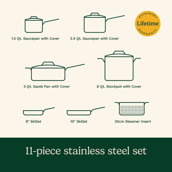 Cuisinart Chef's Classic 11pc Set de Utensilios de Cocina de Acero Inoxidable - 77-11G: Compatible con Inducción, Apto para Lavavajillas y Horno 7