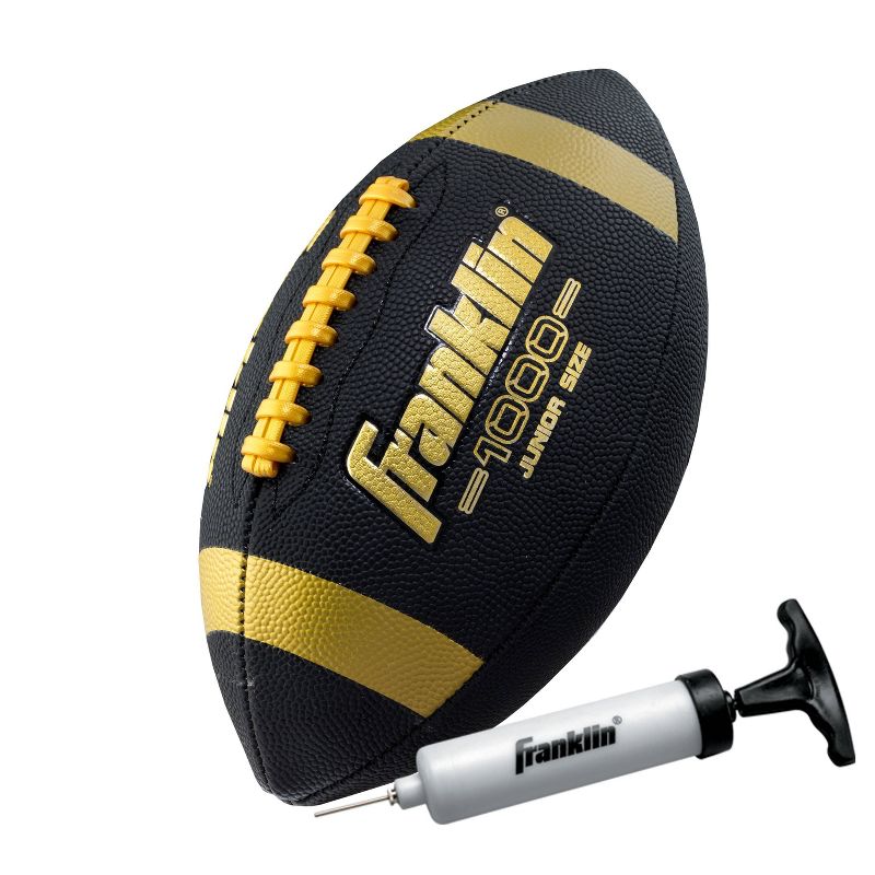 Franklin Sports Junior 1000 Youth Football with Air Pump - Black/Gold, 1 of 5
