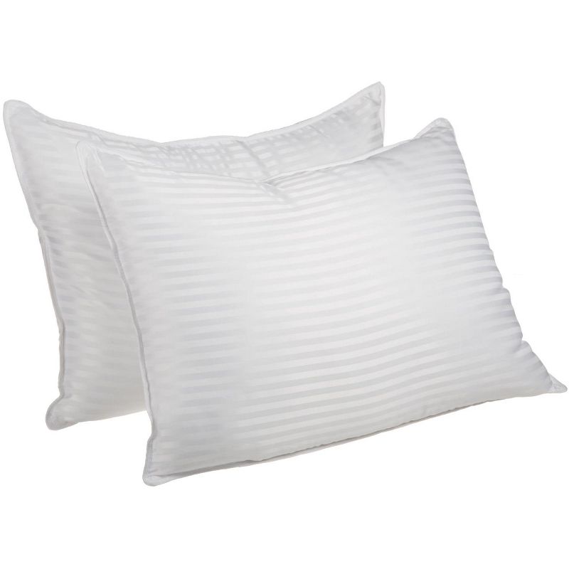 Traditional 1cm Stripe Microfiber Down Alternative 2-Piece Pillow Set - Blue Nile Mills, 1 of 9