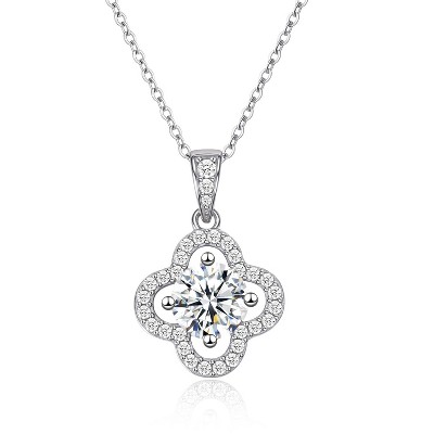 Molenia Moissanite Necklaces for Women, 0.5-1ct D VVS1 Sterling Silver 18k White Gold Plated Lab Moissanite Pendant Jewelry, Anniversary Birthday Gift