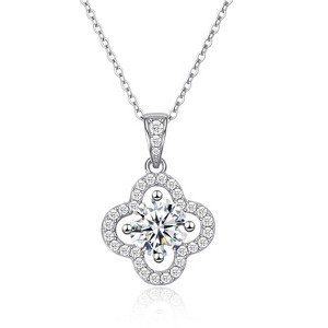 Molenia Moissanite Necklaces for Women, 0.5-1ct D VVS1 Sterling Silver 18k White Gold Plated Lab Moissanite Pendant Jewelry, Anniversary Birthday Gift - 1 of 4