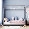 TIRAMISUBEST Twin/Full Size Velvet House Bed Wood Daybed, Upholstered Daybed Frame Sofa Bed with Roof Design and Slats Support - 2 of 4