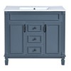 Akoasm 36 in. W Modern Bathroom Vanity with Top-Mounted Sink, 2 Soft-Close Cabinet Doors & 2 Drawers-Blue - 3 of 4
